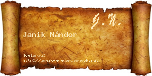 Janik Nándor névjegykártya